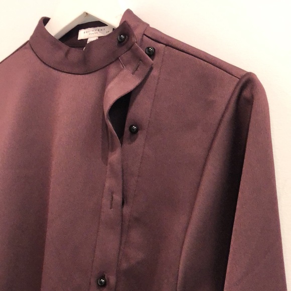 COPY - Equipment AW/19 Burgundy Satin Belted Buttoned Mini Dress - Picture 4 of 12